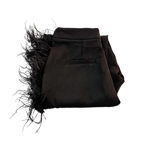 Club L London Black Count Me In Feather Trousers Pant Size 6 - Picture 1 of 9